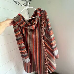 Multicolored wrap poncho/sweater